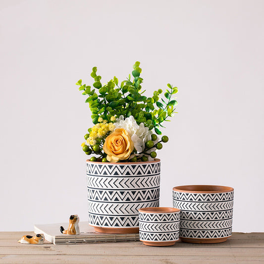 Nordic Style Geometric Ceramic Flower Pots – Handmade Modern Planters