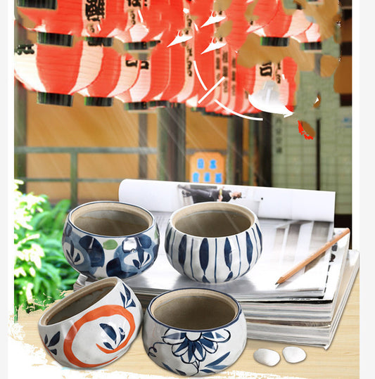 Hand-Painted Ceramic Flower Pot – Korean Style Decorative Desktop Planter for Home & Office