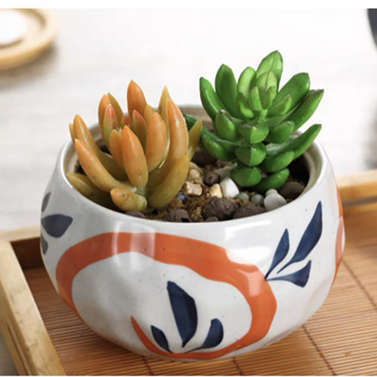 Hand-Painted Ceramic Flower Pot – Korean Style Decorative Desktop Planter for Home & Office