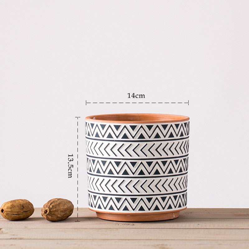 Nordic Style Geometric Ceramic Flower Pots – Handmade Modern Planters