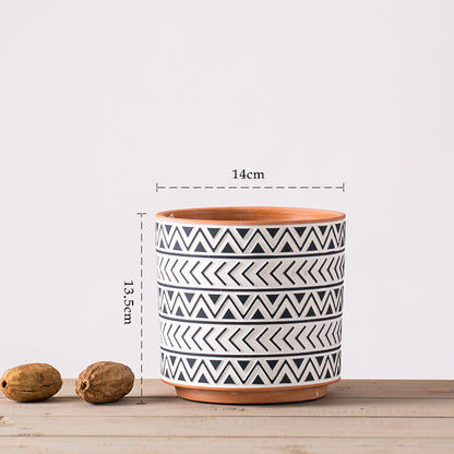 Nordic Style Geometric Ceramic Flower Pots – Handmade Modern Planters