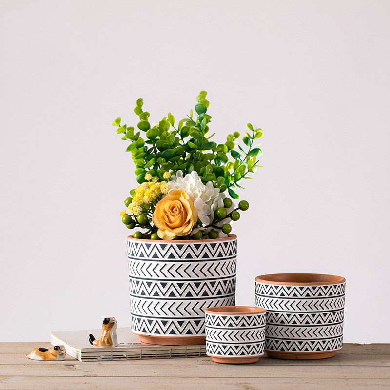 Nordic Style Geometric Ceramic Flower Pots – Handmade Modern Planters