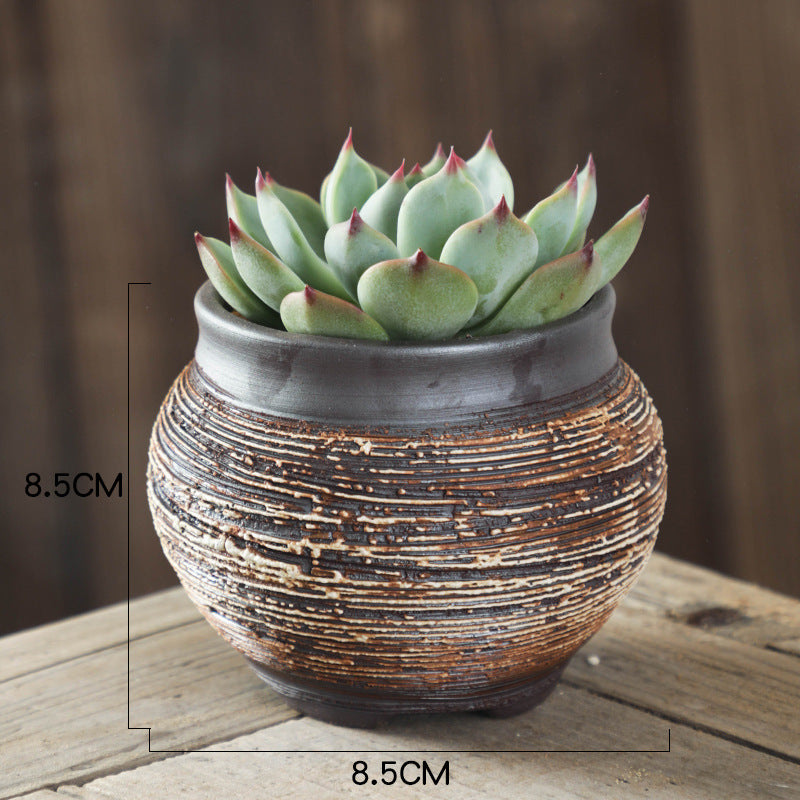 Handmade Ceramic Succulent Flower Pot – Retro Modern Indoor Planter