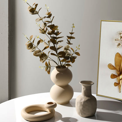 Modern Minimalist Ceramic Vase – Geometric Handmade Flower Ornament