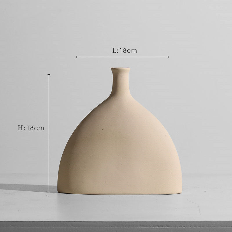 Modern Minimalist Ceramic Vase – Geometric Handmade Flower Ornament