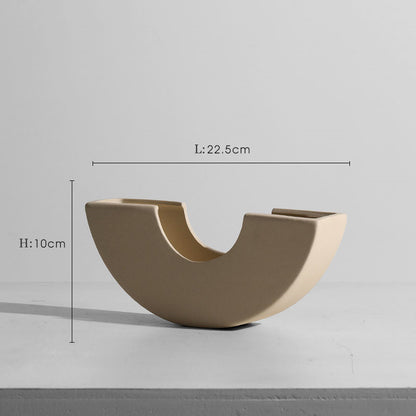 Modern Minimalist Ceramic Vase – Geometric Handmade Flower Ornament