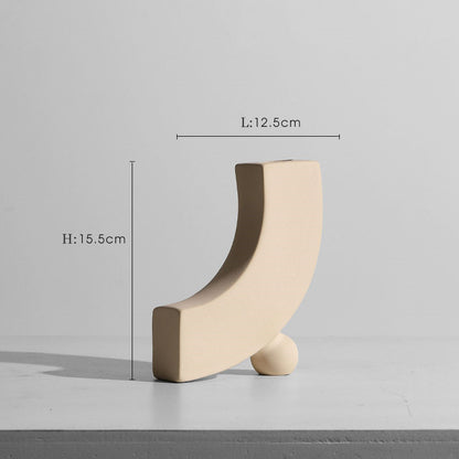 Modern Minimalist Ceramic Vase – Geometric Handmade Flower Ornament
