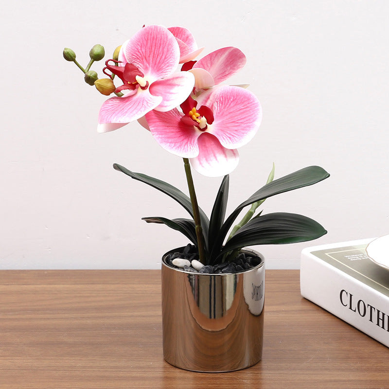 Nordic Artificial Phalaenopsis Orchid Potted Plant – Realistic Silk Fake Flower Decoration