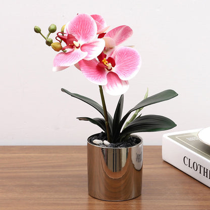 Nordic Artificial Phalaenopsis Orchid Potted Plant – Realistic Silk Fake Flower Decoration