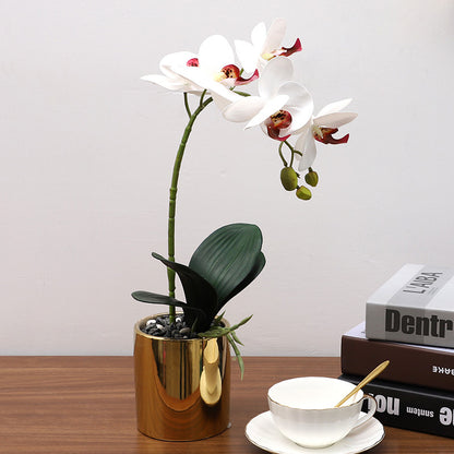 Nordic Artificial Phalaenopsis Orchid Potted Plant – Realistic Silk Fake Flower Decoration