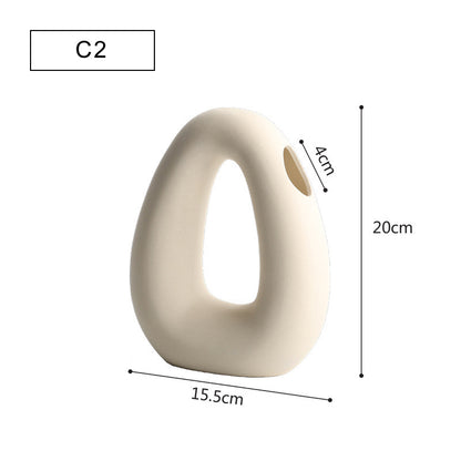Modern Minimalist Ceramic Vase – Geometric Handmade Flower Ornament