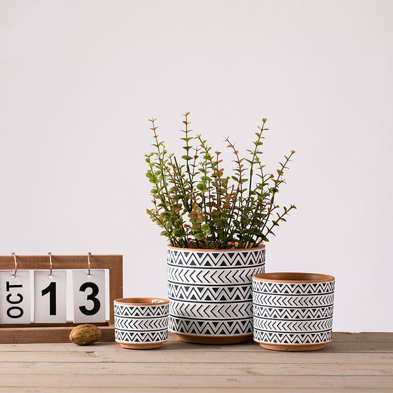 Nordic Style Geometric Ceramic Flower Pots – Handmade Modern Planters