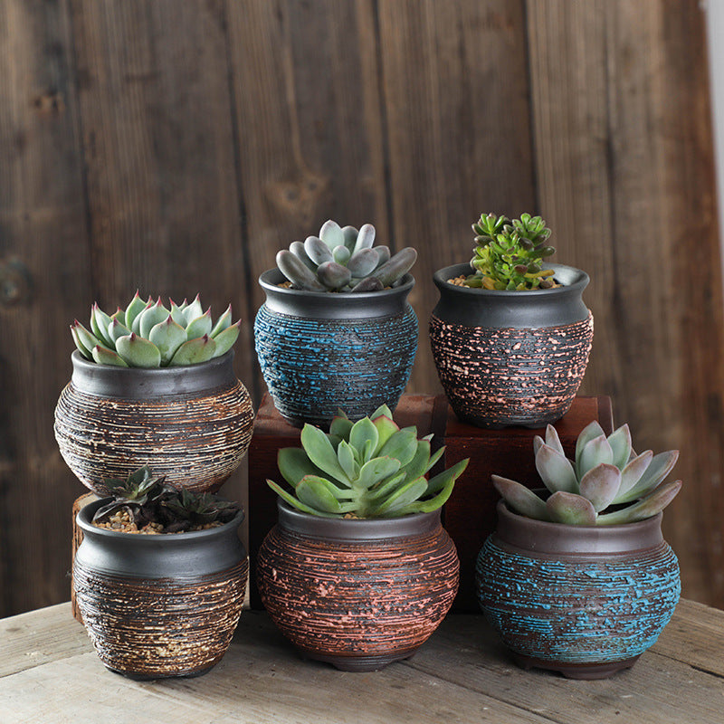 Handmade Ceramic Succulent Flower Pot – Retro Modern Indoor Planter