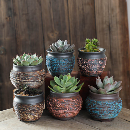Handmade Ceramic Succulent Flower Pot – Retro Modern Indoor Planter
