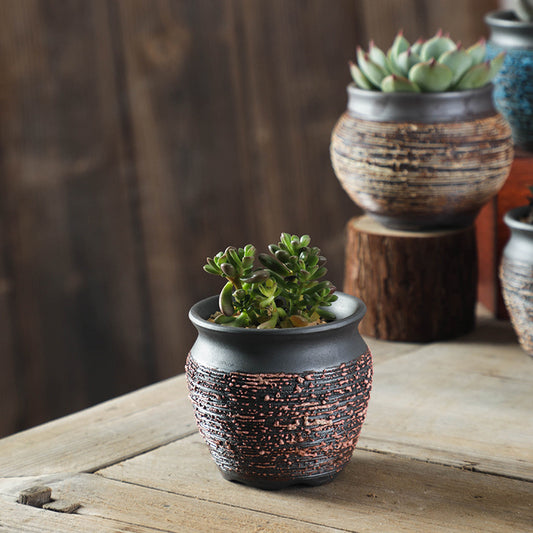Handmade Ceramic Succulent Flower Pot – Retro Modern Indoor Planter