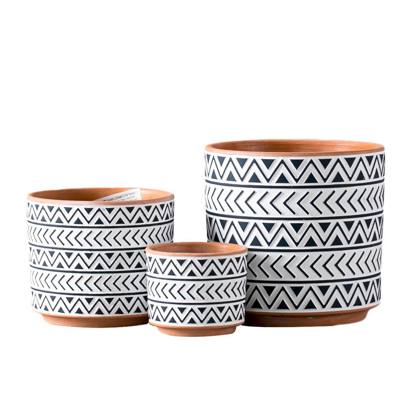 Nordic Style Geometric Ceramic Flower Pots – Handmade Modern Planters