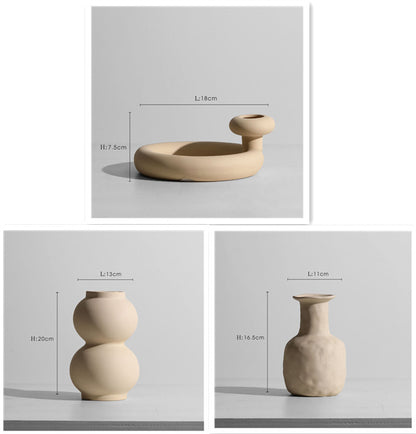 Modern Minimalist Ceramic Vase – Geometric Handmade Flower Ornament