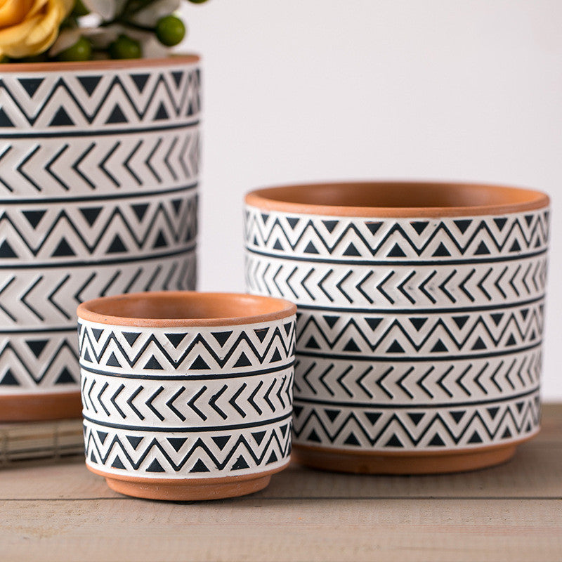 Nordic style geometric ceramic flower pot